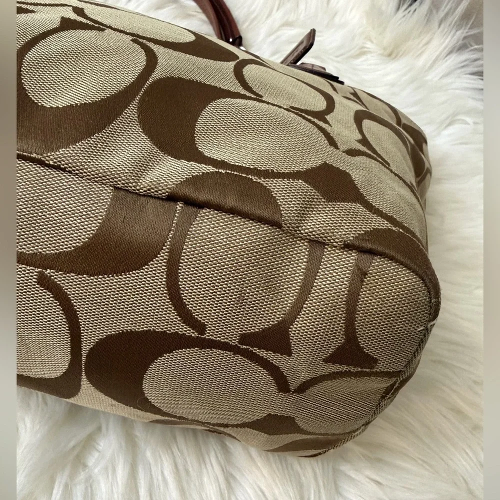 Coach Tan and Brown Signature Tote - Picture 5 of 12